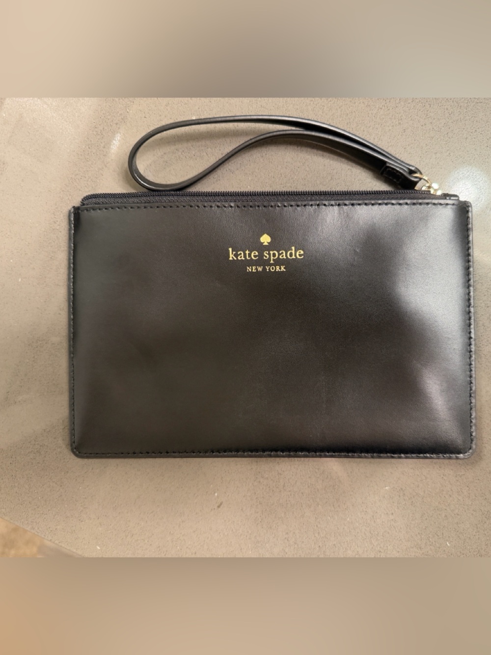 Kate Spade Black Leather Wristlet Pouch